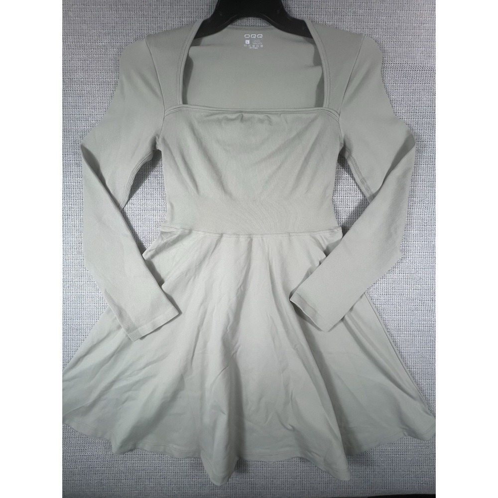 OQQ Dress Womens LARGE‎ Athletic Long Sleeve Square Neck Stretch Mini